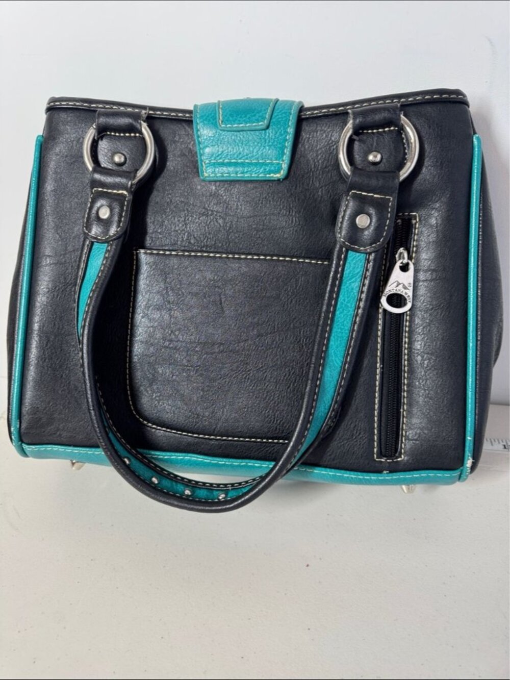 Montana West Western Handbag & Wallet Set Turquoise Black Studded Boho Rustic - Picture 7 of 16